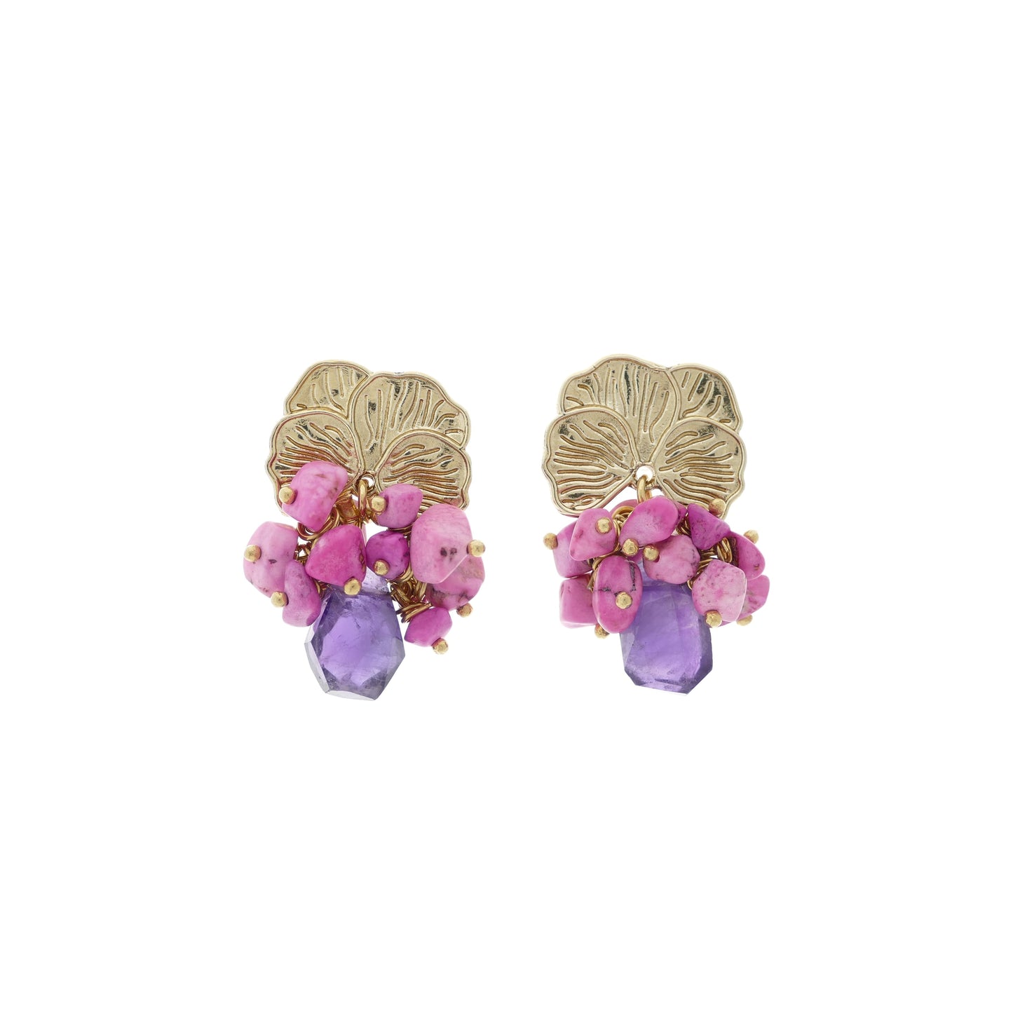 Flower Gold Ohrringe Amethyst