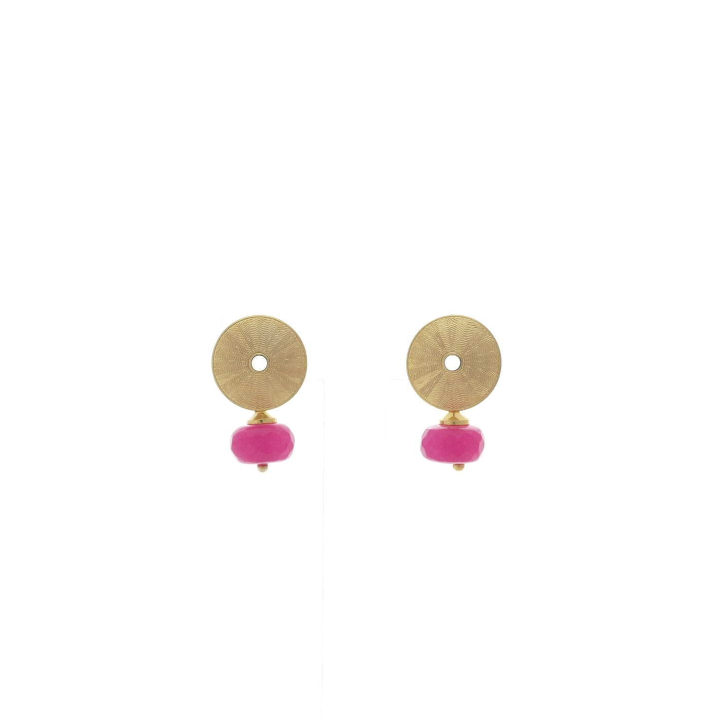 Gold Sol Ohrringe Pink Jade