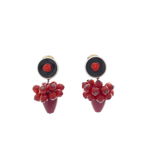Rot Rosa Ohrclips