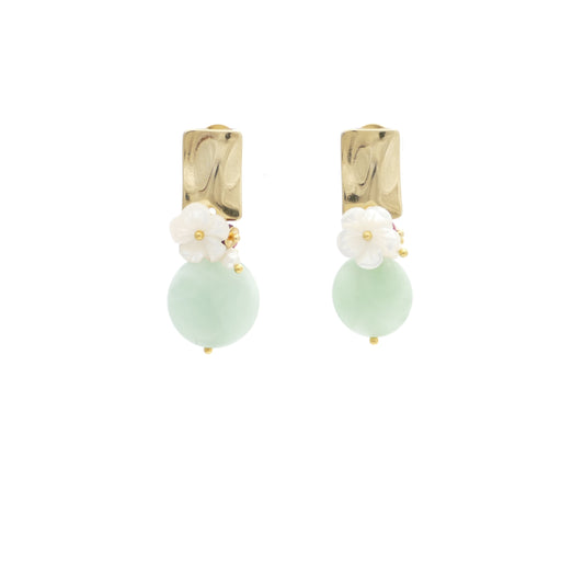 Angeline Ohrringe Gold Mit Perlmutt Blume