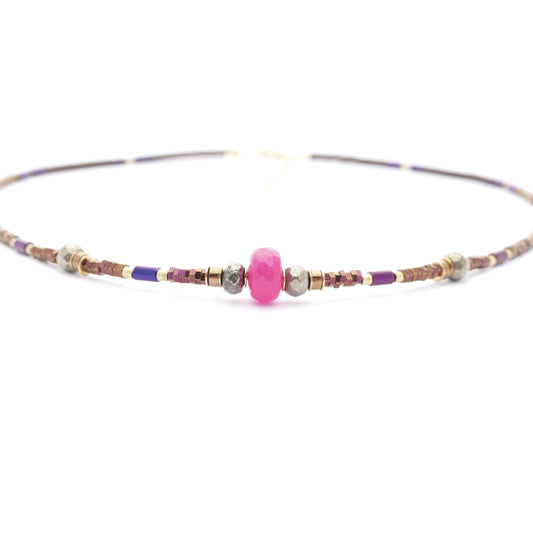 Pink Jade Stein Kette Mit Hemätit