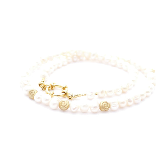 Perlen Kette Mit Rose Motiv in Silber Vergoldetem