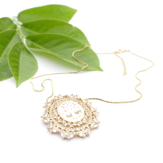 Vida Kette aus Gold Vergodetem Mit Zirkonia Und Perlmutt