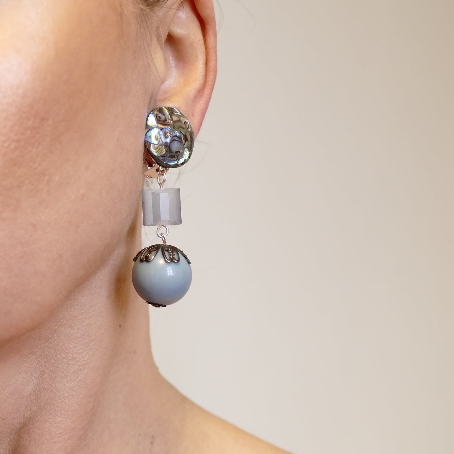 Isola Lange Ohrclips Perlmutt