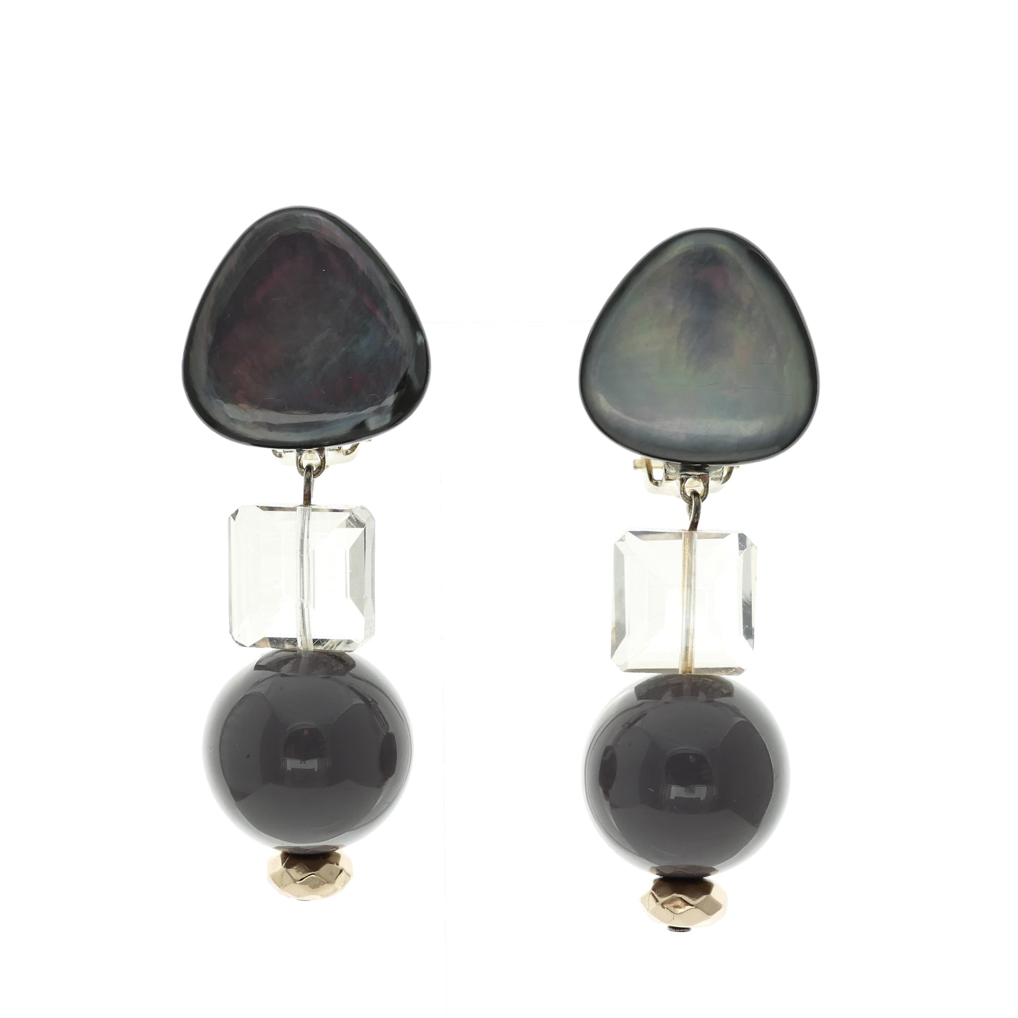 Bettina Ohrringe Ohrclips Mit Perlmutt und Kristall