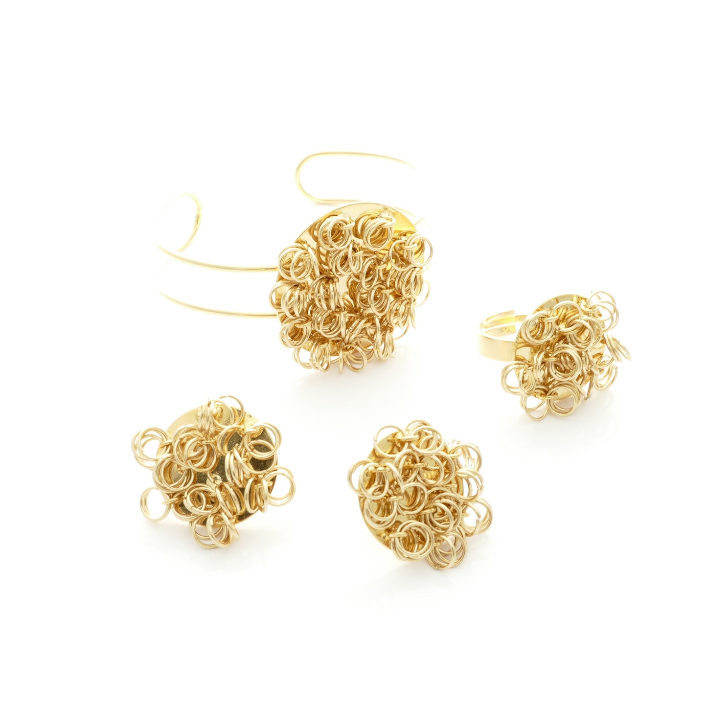 Set Gold Sol Armreif & Ring Mit Ohrringe