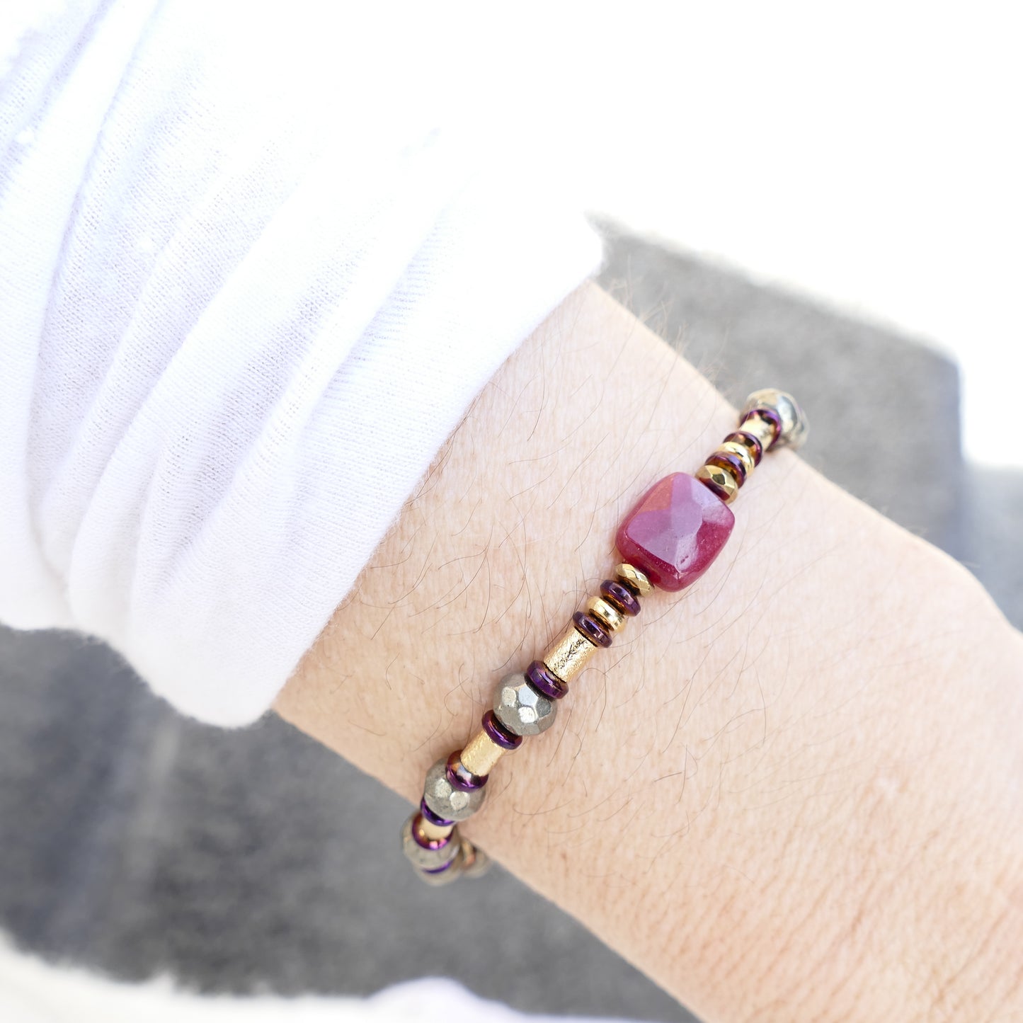 Iris Armband Hämatit Stein Mit Rubin Jade