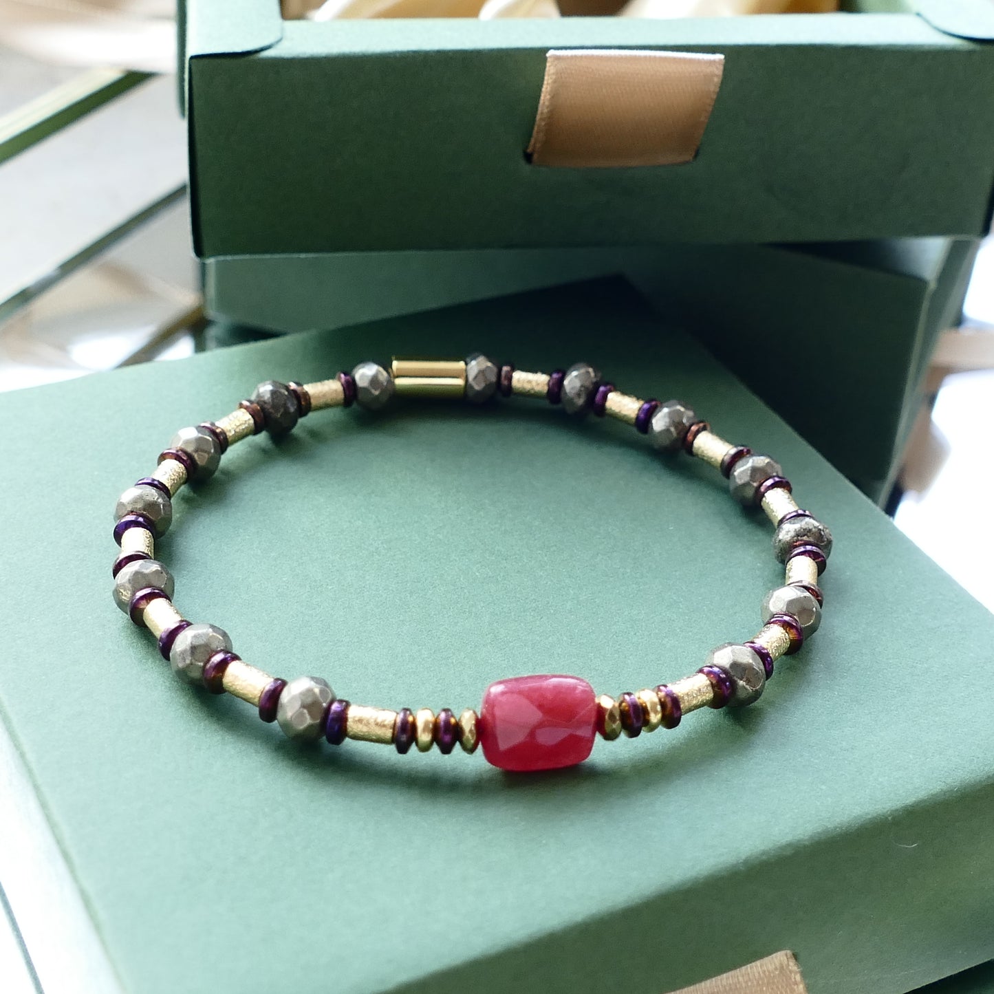Iris Armband Hämatit Stein Mit Rubin Jade