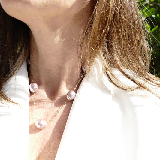 Eveli Halskette Gold Vergoldetem Mit Perle Rose