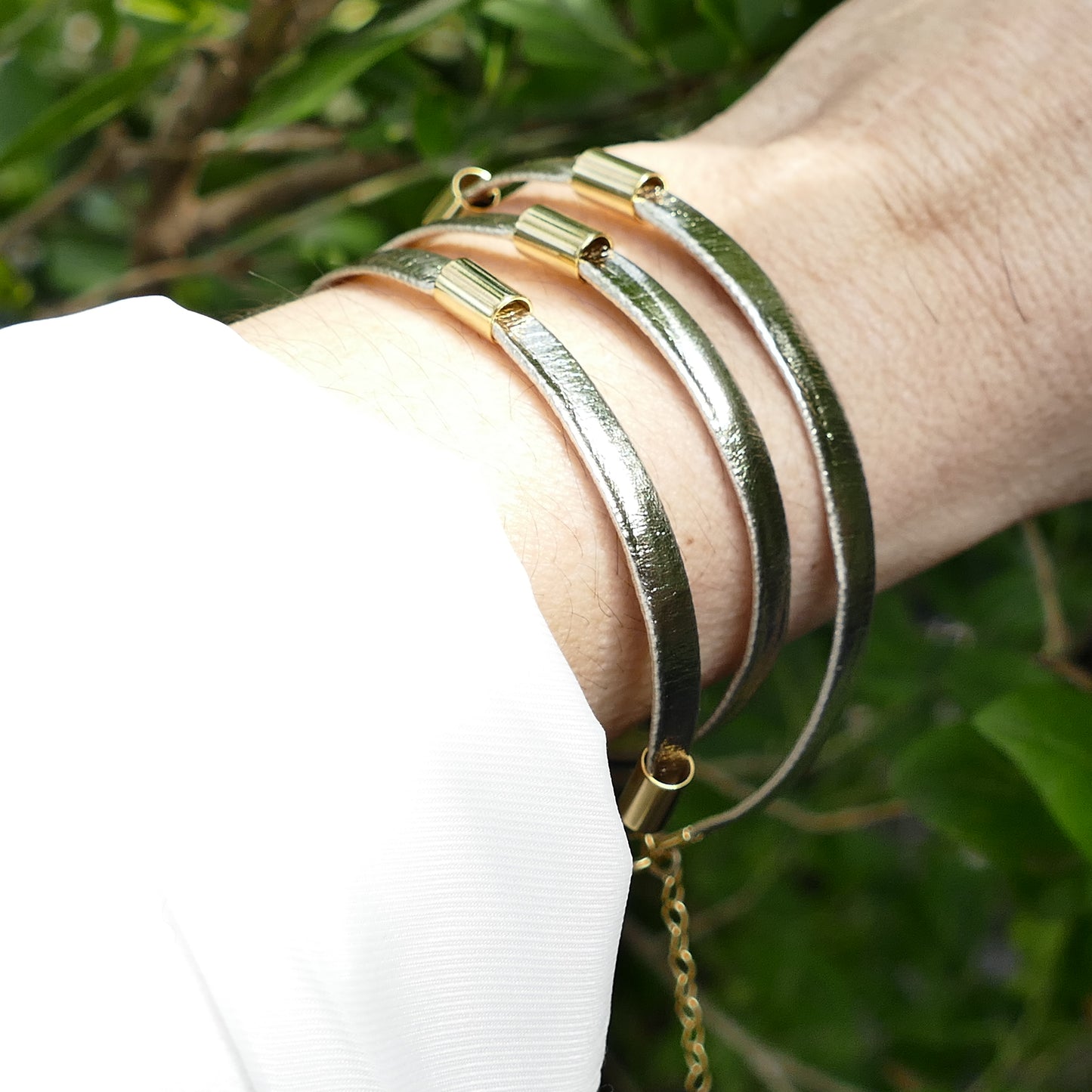 Dada Wickelarmband Rot & Gold Leder Mit Gold Perle
