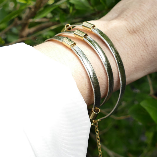 Dada Wickelarmband Rot & Gold Leder Mit Gold Perle