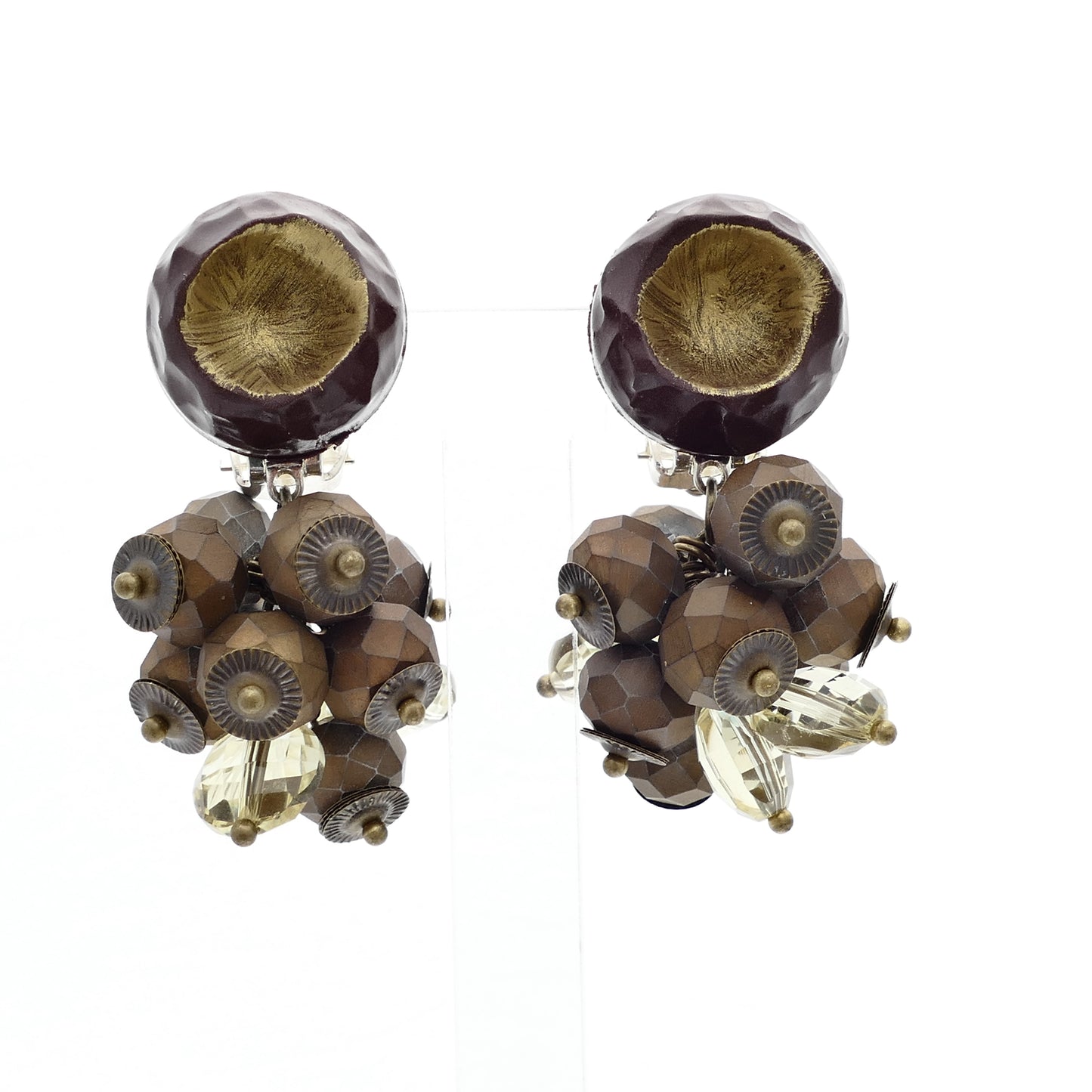 Jua Ohrclips Traube Goldenen Matt Bronze Perle