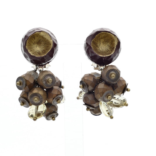 Jua Ohrclips Traube Goldenen Matt Bronze Perle