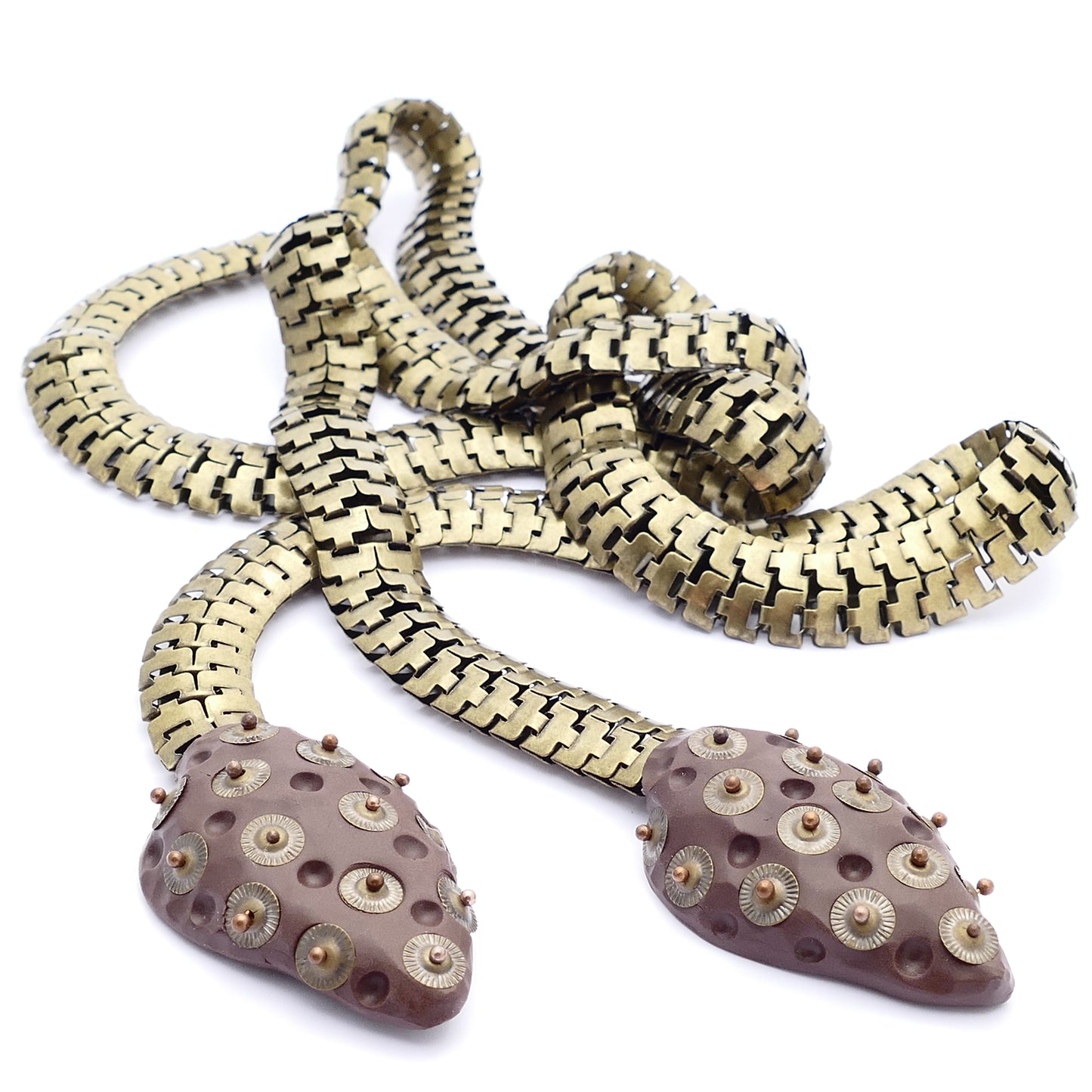 Contemporary Necklace Lange Kette Bronze Serpentine