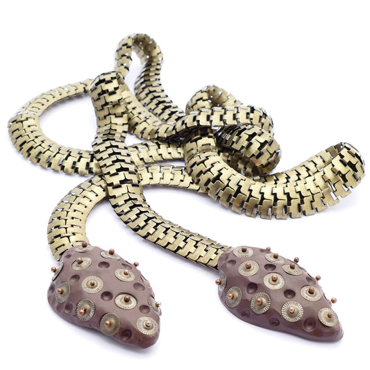 Contemporary Necklace Lange Kette Bronze Serpentine