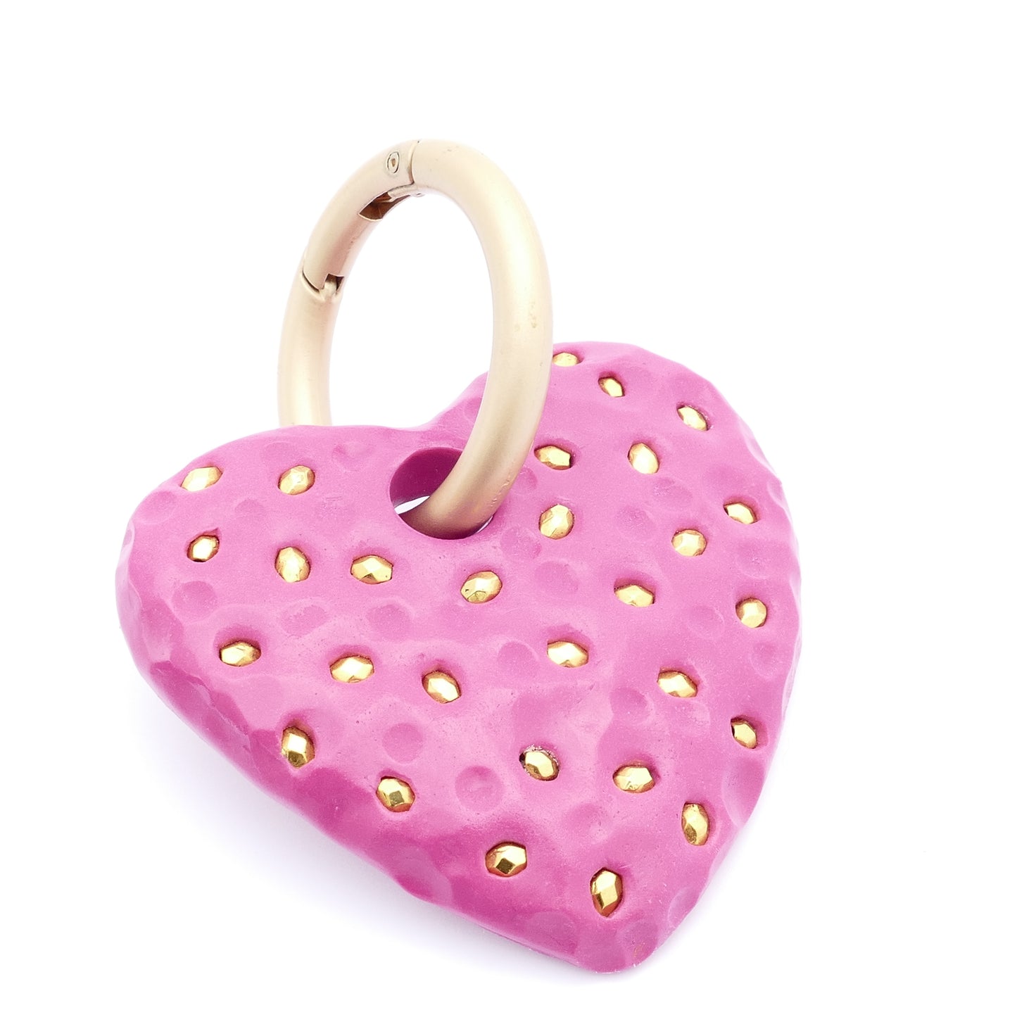 Love Herz Schlüsselanhänger Pink & Gold