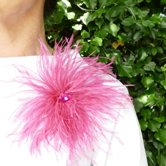 Blumenbroschen & Haaraccessoire Aus Federn Pink, Kamel, Rosa