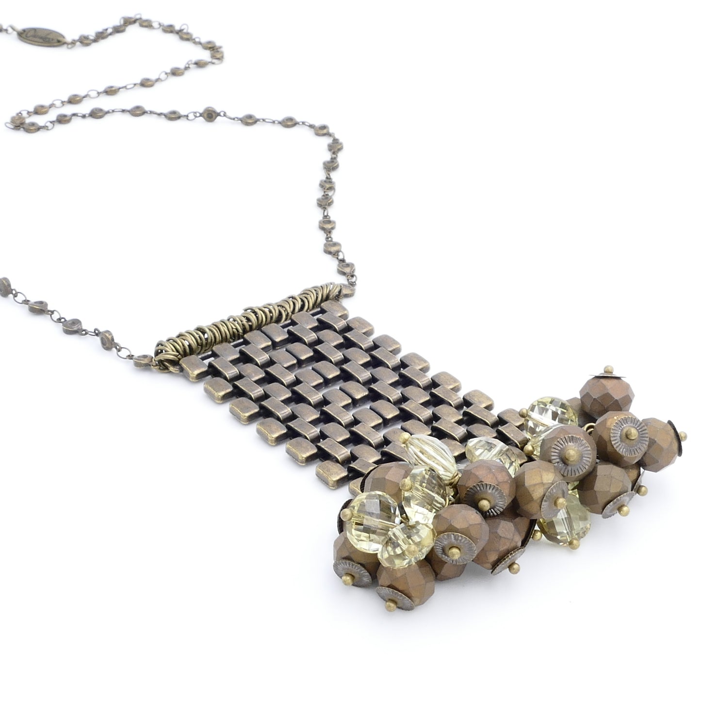 Lange Kette Bronze Janjai Mit Glasperlen Und Goldenen Bronze Perle