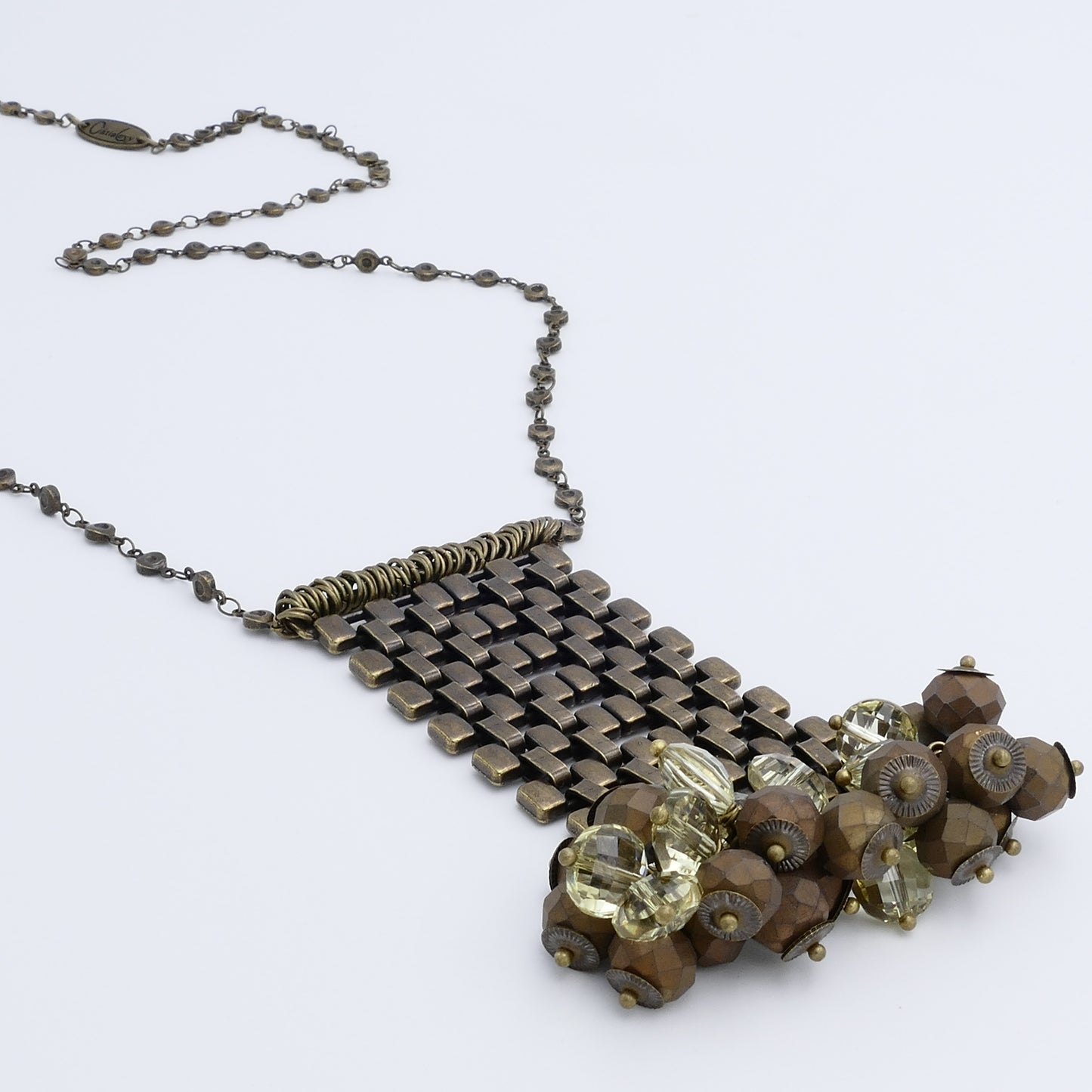 Lange Kette Bronze Janjai Mit Glasperlen Und Goldenen Bronze Perle