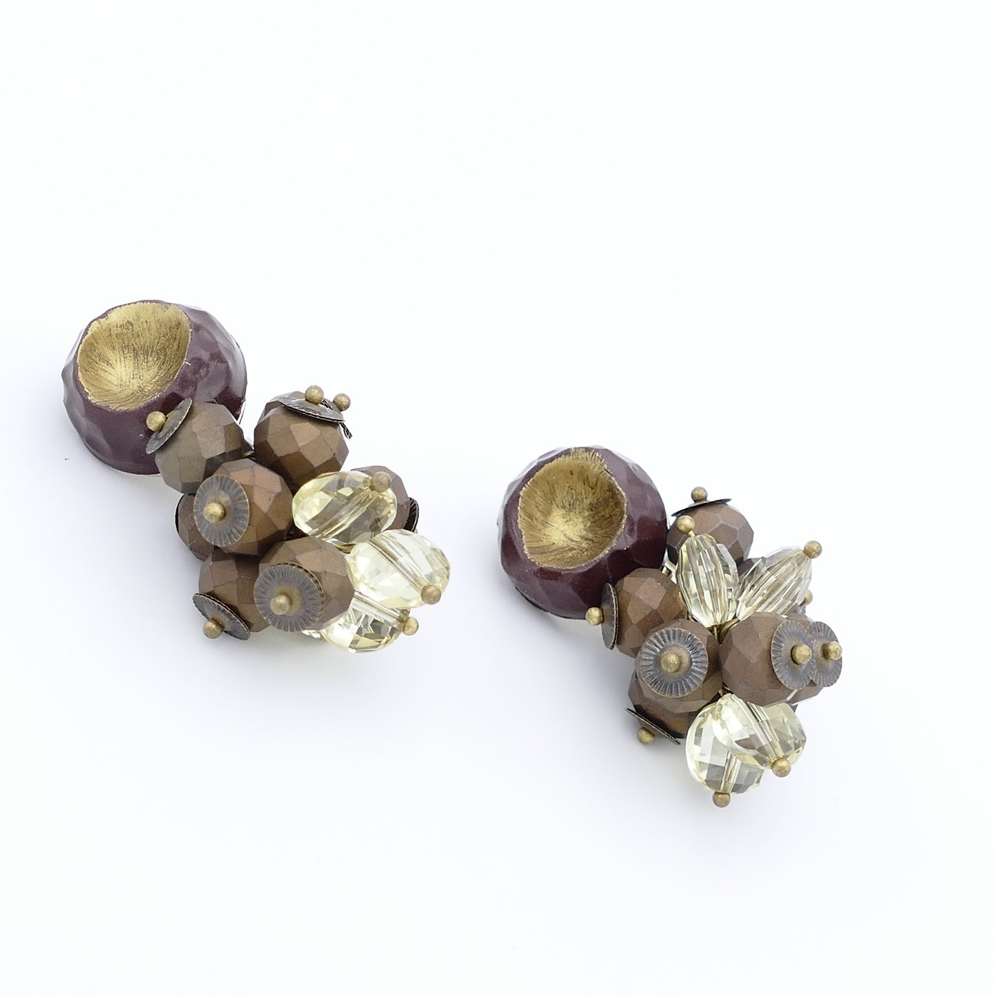 Jua Ohrclips Traube Goldenen Matt Bronze Perle