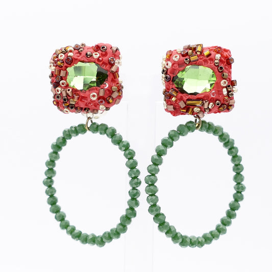 Verde Ohrringe Creolen Clips Rot Mehrfarbige