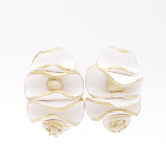 Coralina Contemporary Design Ohrclips Mit Weiß Und Gold Matt Art
