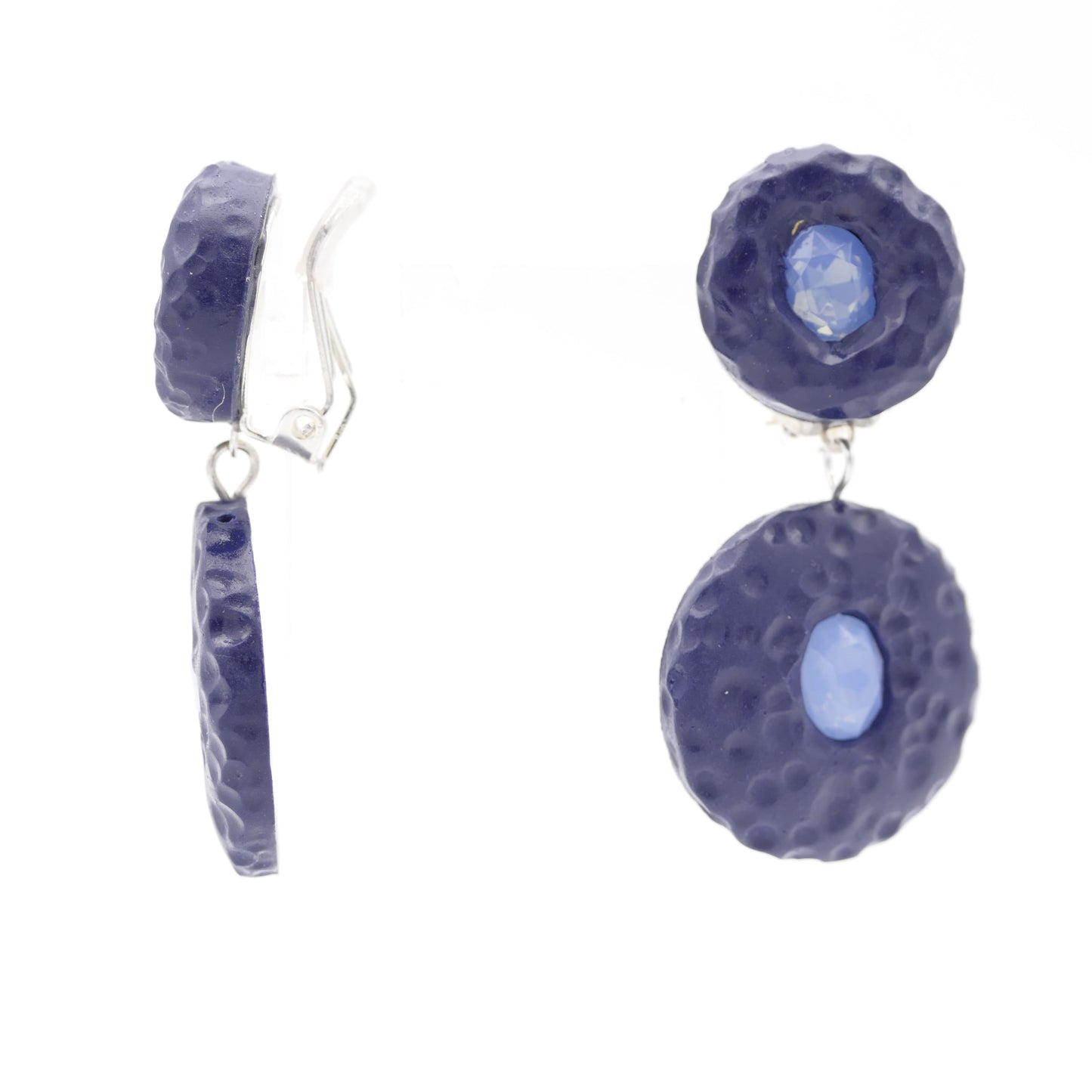 Goldmilla Ohrclips Hämatit Bronze , Jeansblau Und Líla
