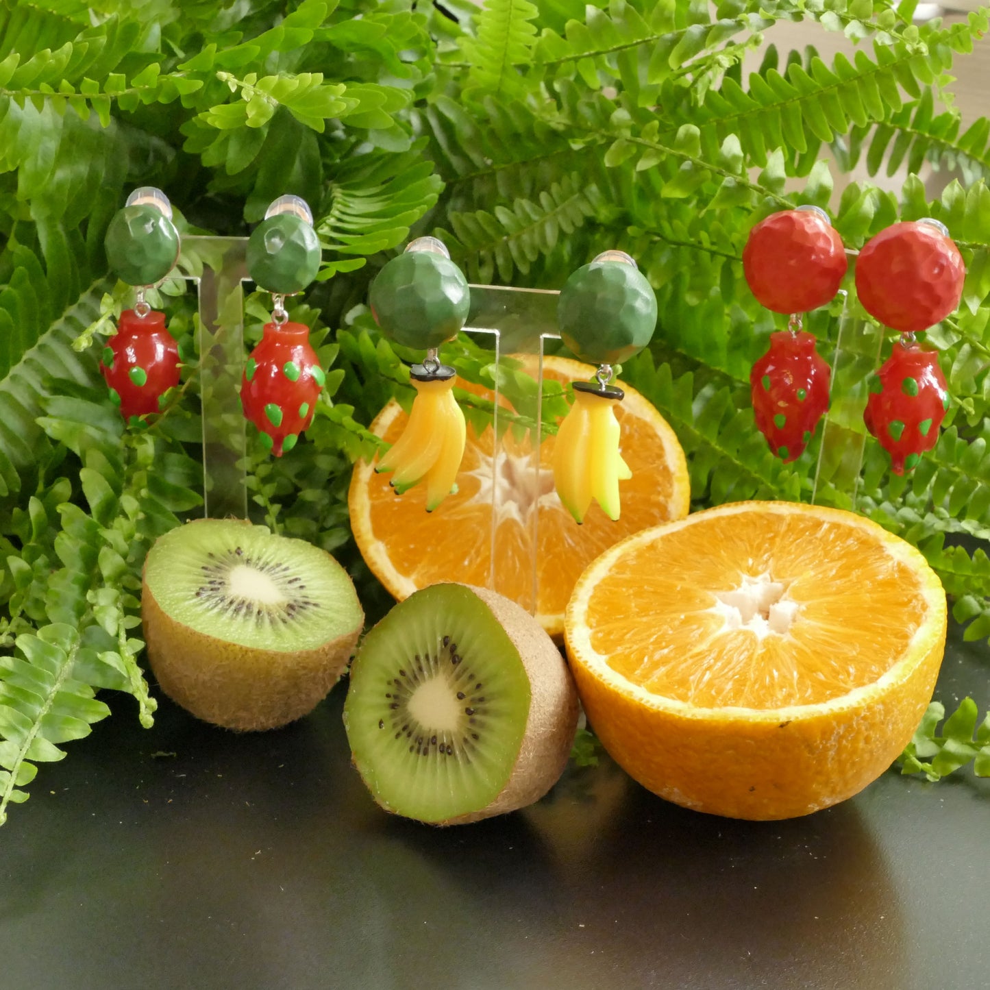 Banane, Erdbeeren Ohrclips