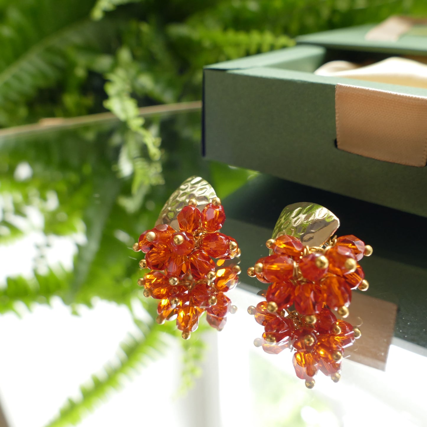 Kelly Ohrringe  Goldenen Mit Orange Glasperlen