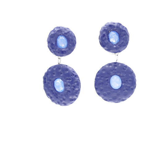Goldmilla Ohrclips Hämatit Bronze , Jeansblau Und Líla