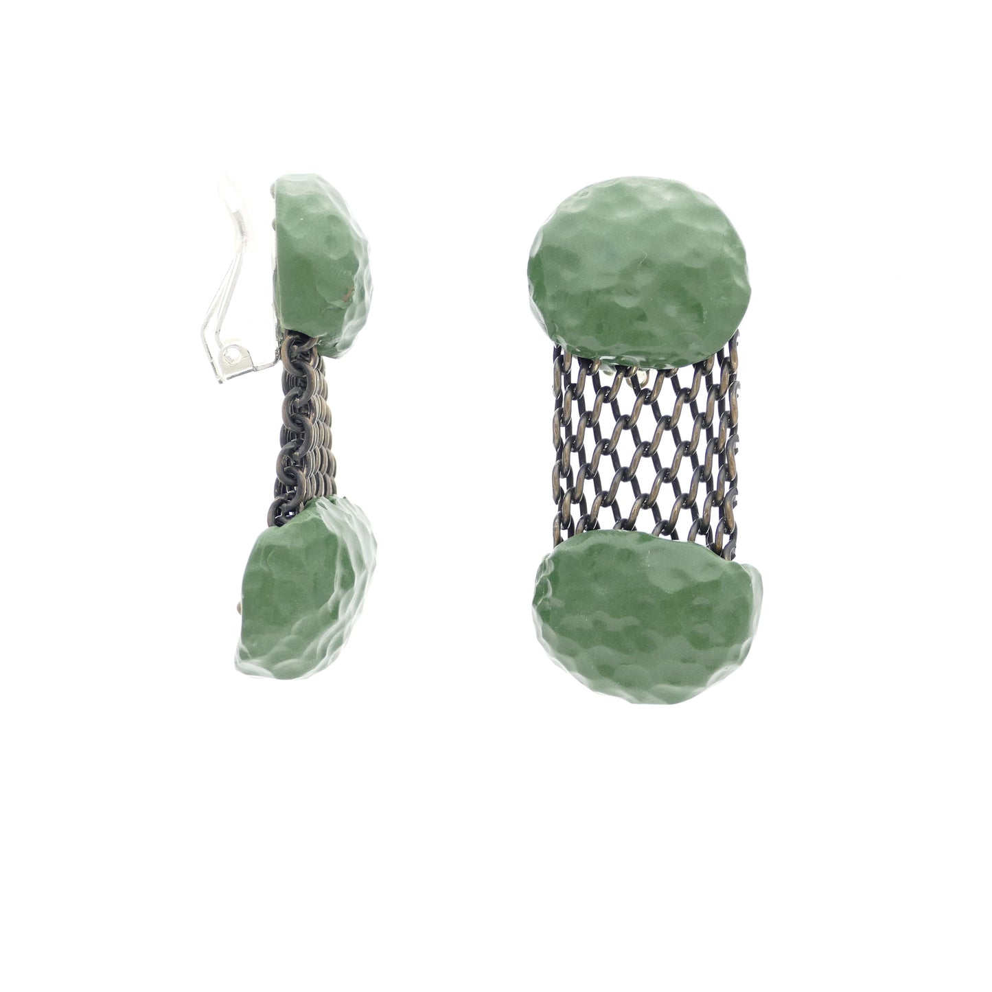 Verediana Bronze Ohrclips Contemporary Design In Grün Farbe