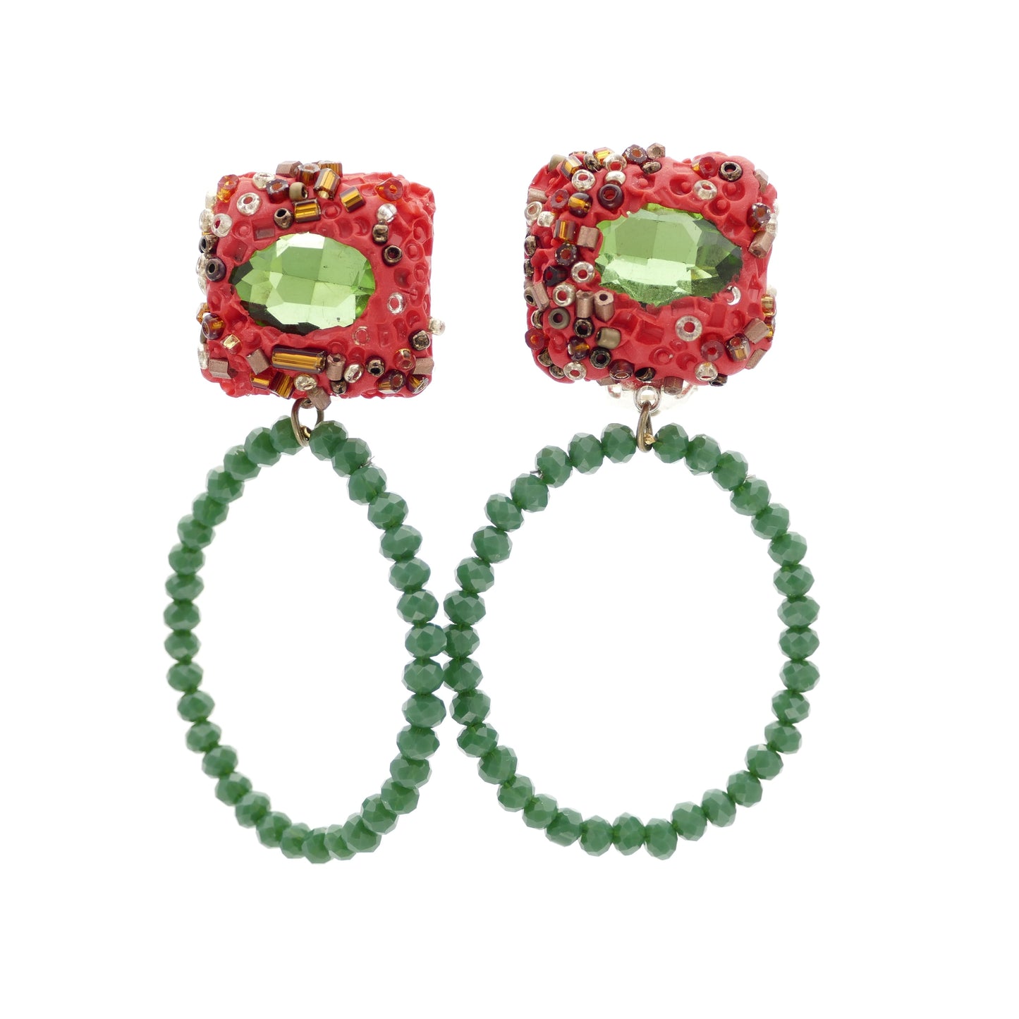 Verde Ohrringe Creolen Clips Rot Mehrfarbige