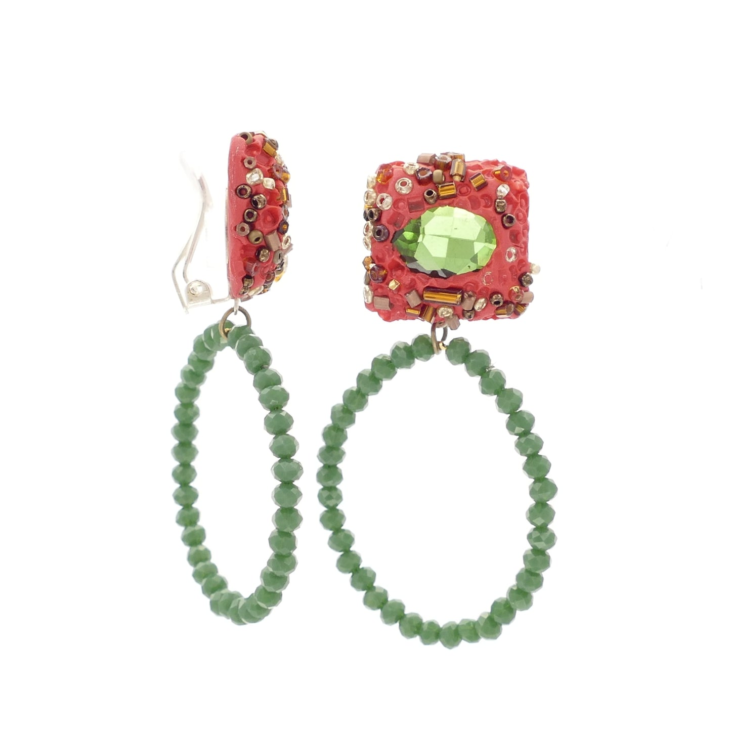 Verde Ohrringe Creolen Clips Rot Mehrfarbige