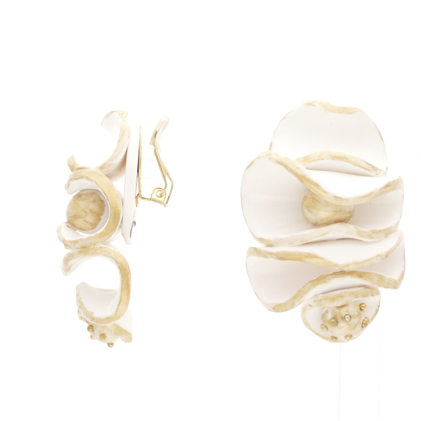 Coralina Contemporary Design Ohrclips Mit Weiß Und Gold Matt Art