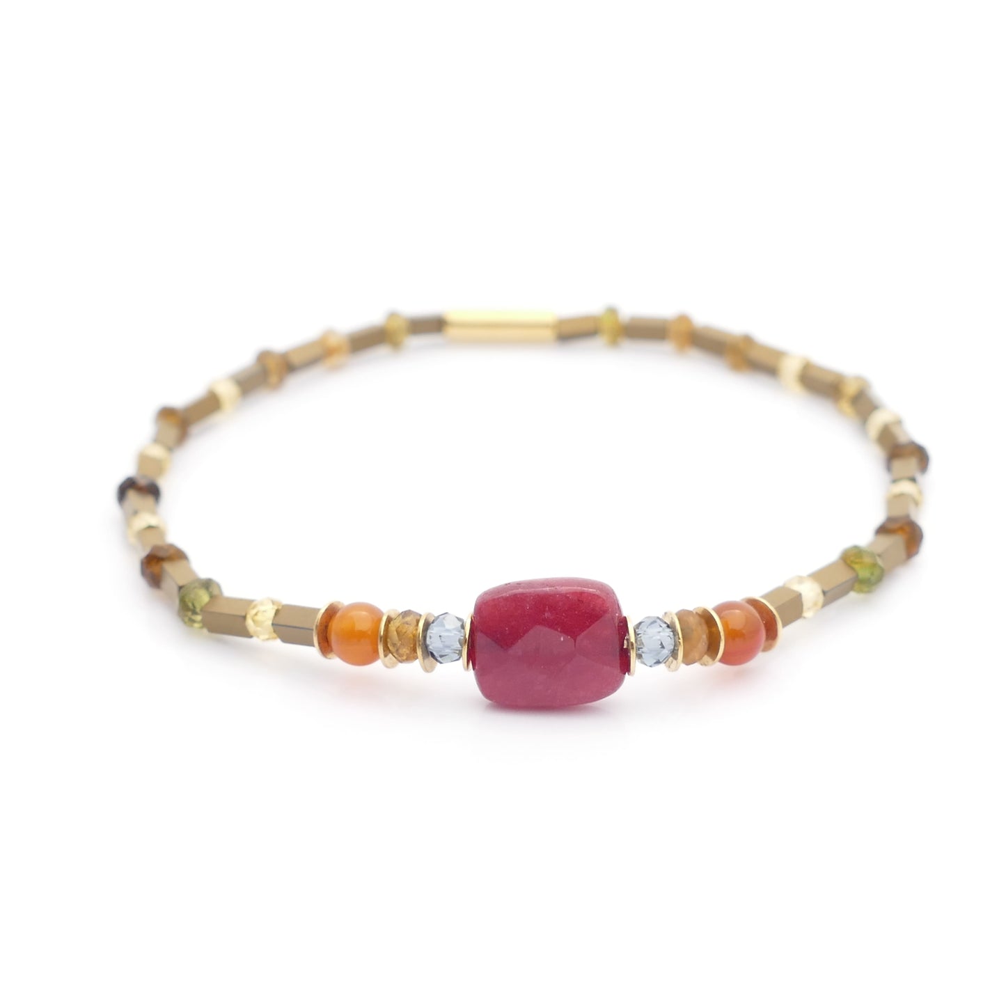 Keyth Armbander Aus Edelsteine Citrin, Karneol, Rubin Jade