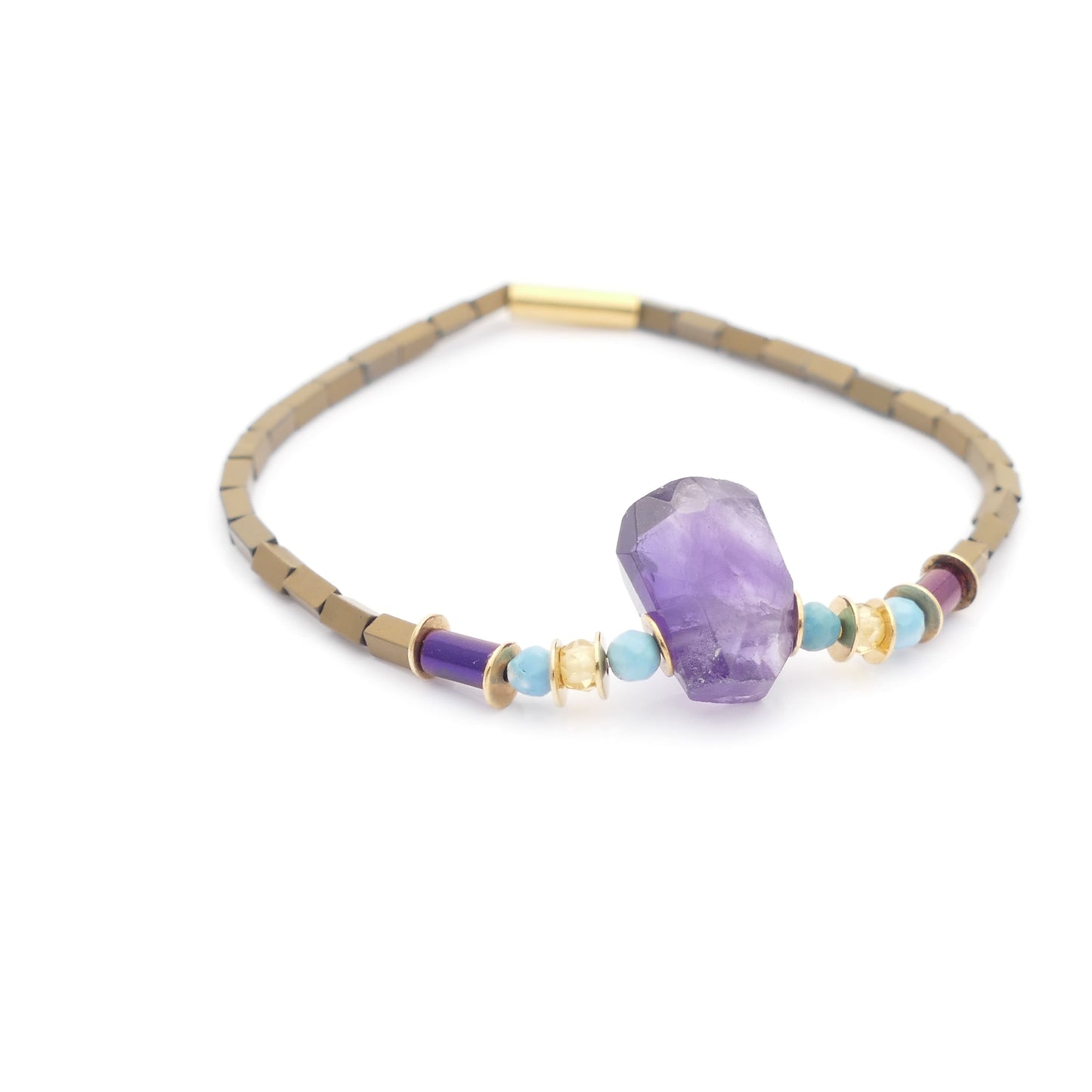 Edelstein Armband Lui aus Amethyst Stein Mit Türkis