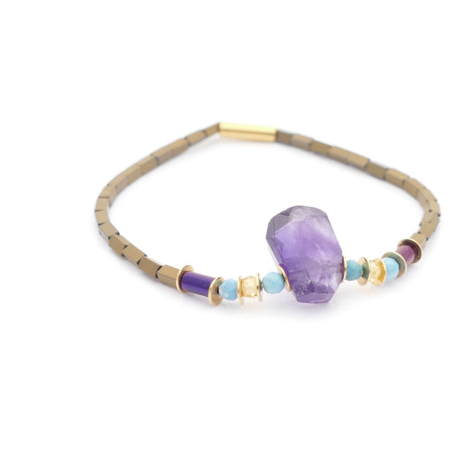 Edelstein Armband Lui aus Amethyst Stein Mit Türkis