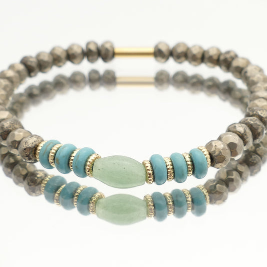 Edelstein Armband Kelly Mit Hämatit Stein & Grüne Jade