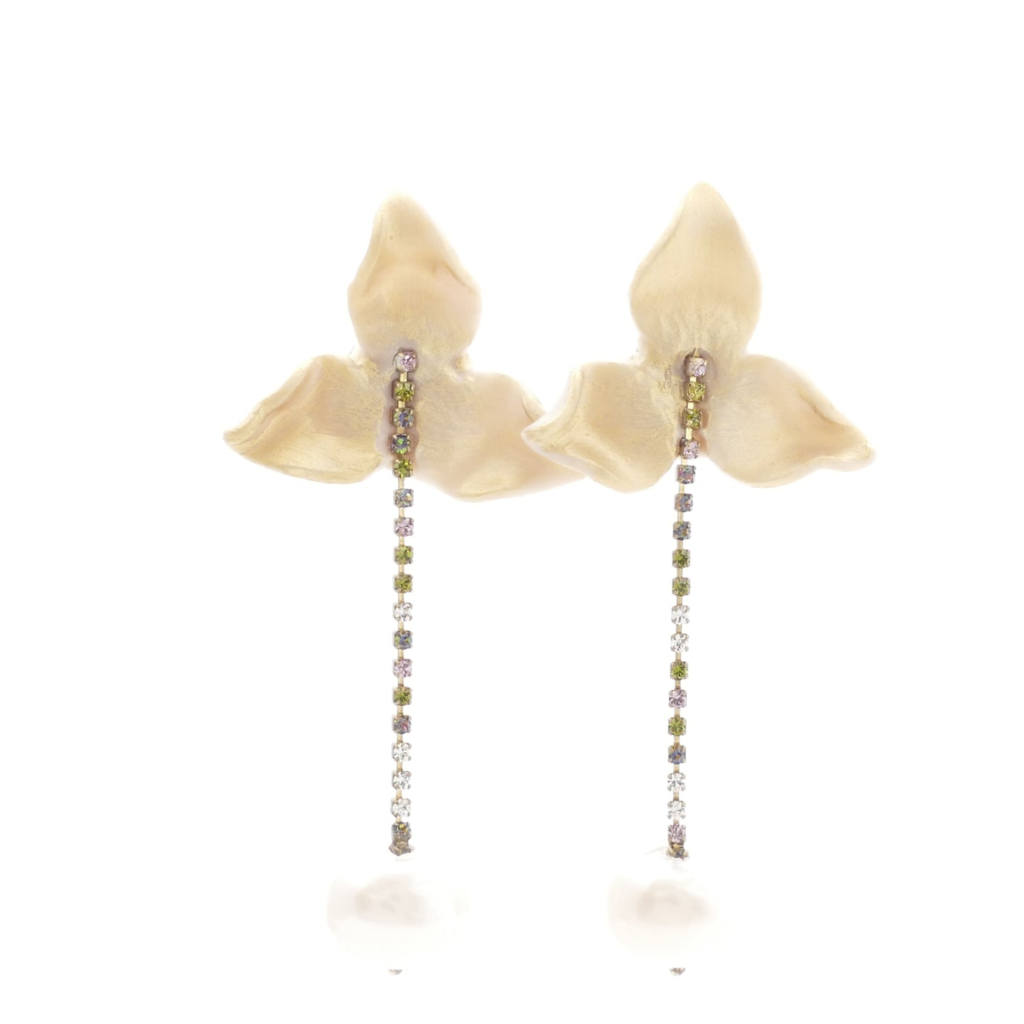 Lilian Lange Ohrringe Goldenen Blume Mit Strasssteine in Mehrfarbige