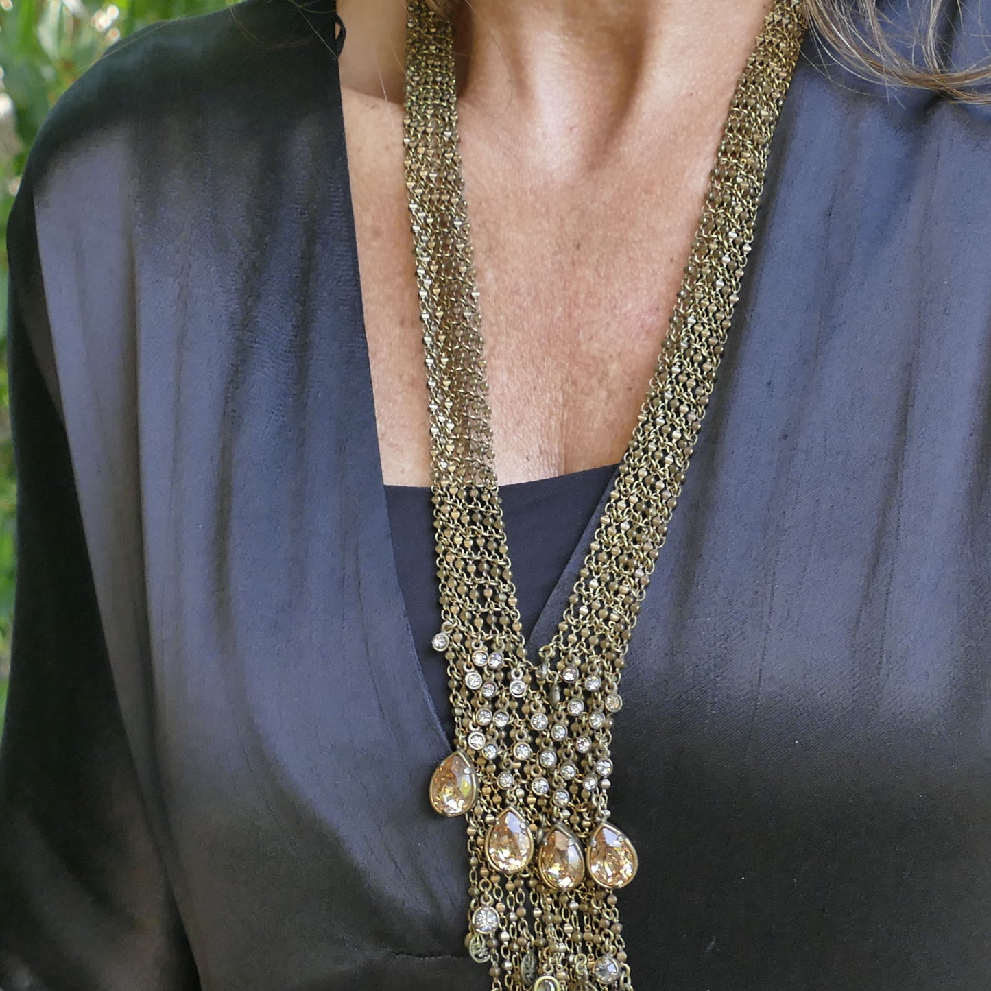 Jaandara Bronze Kette mit Swarovski Kristall