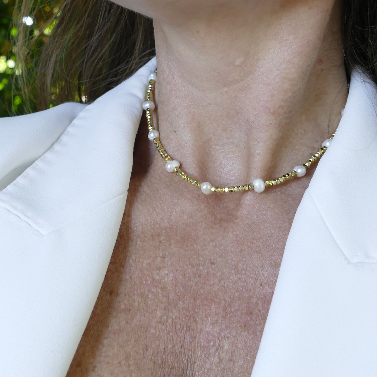 Perloka Kette Gold Mit Süßwasserperlen