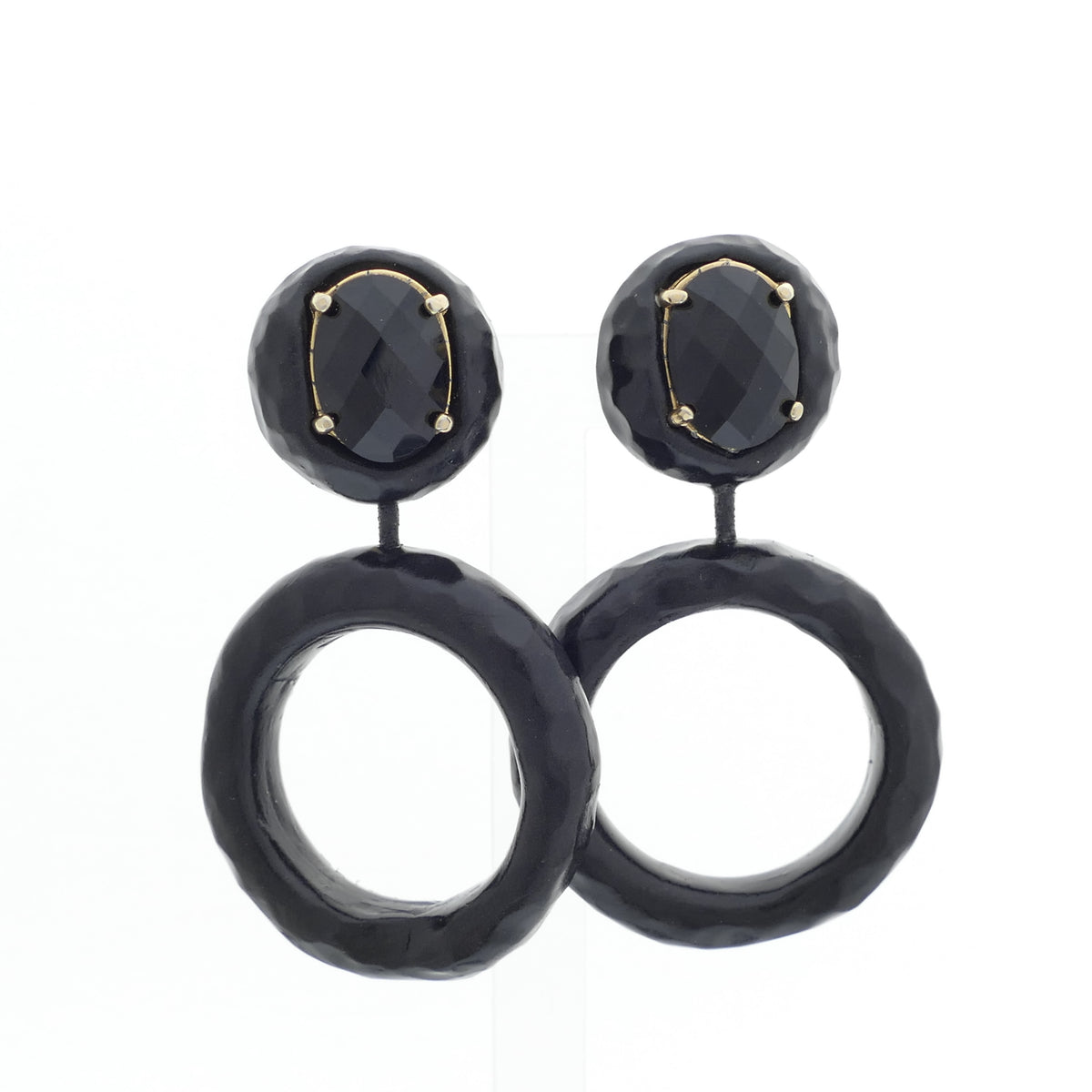 Black Creole Ohrclips Mit Schwarz Kristall