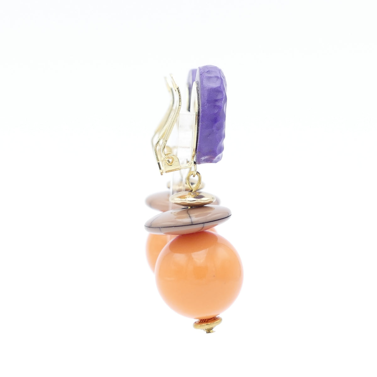 Daya Ohrclips Orange Mit Gold Und Líla Farbe