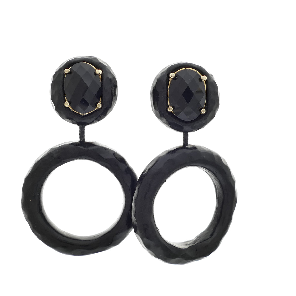 Black Creole Ohrclips Mit Schwarz Kristall