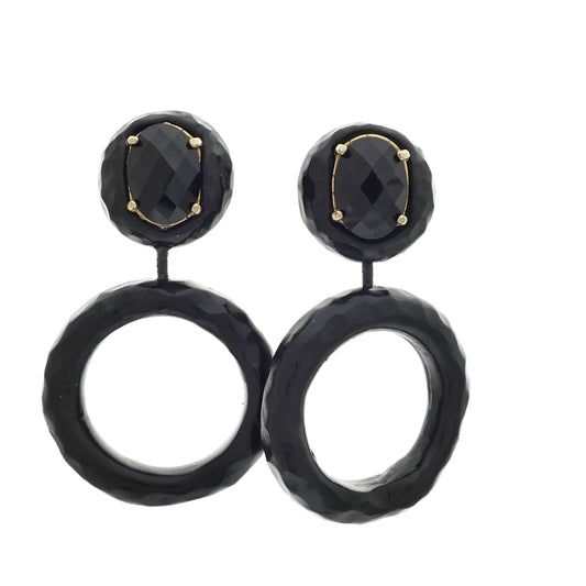 Black Creole Ohrclips Mit Schwarz Kristall