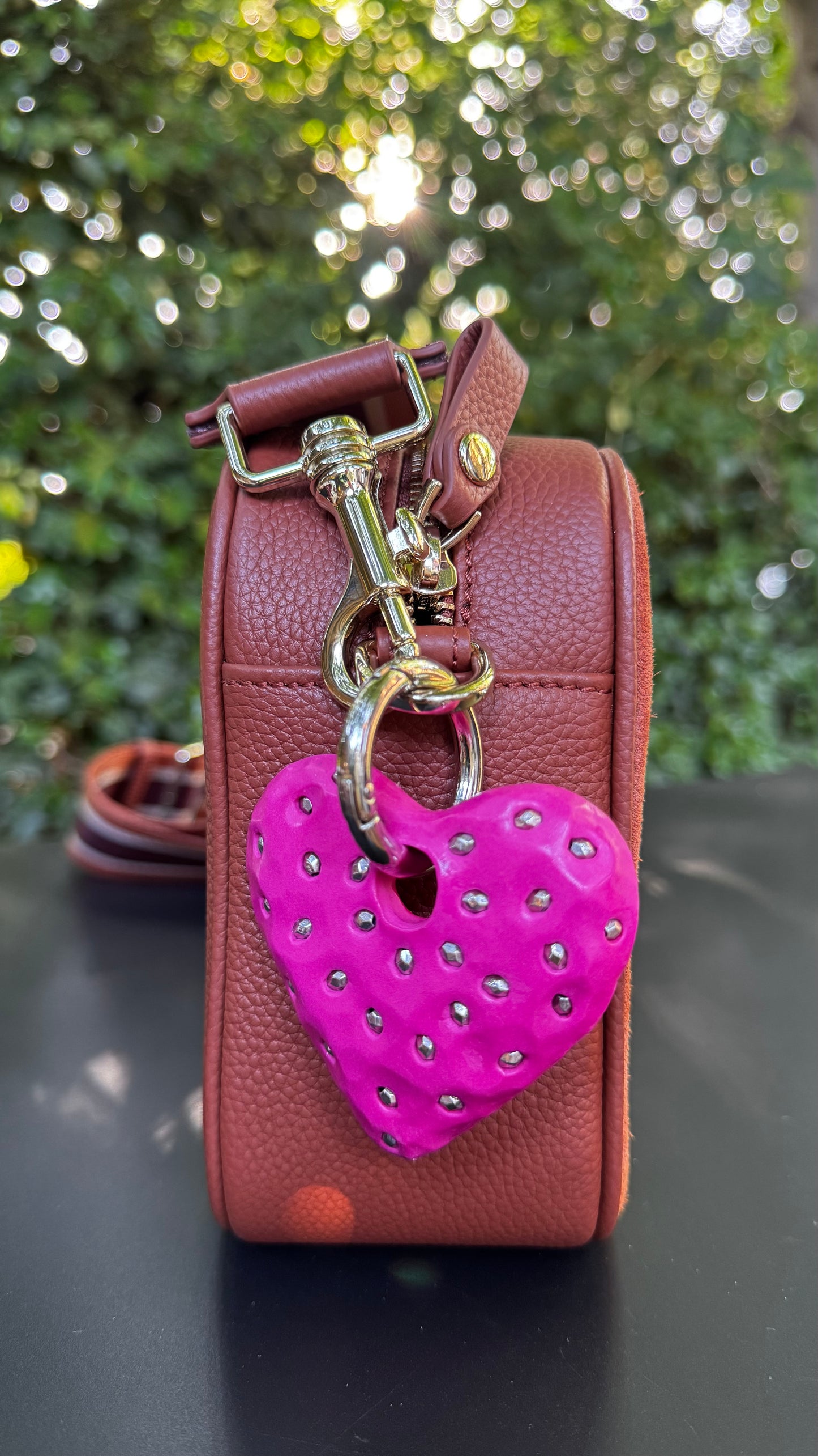 Love Herz Schlüsselanhänger Pink & Gold