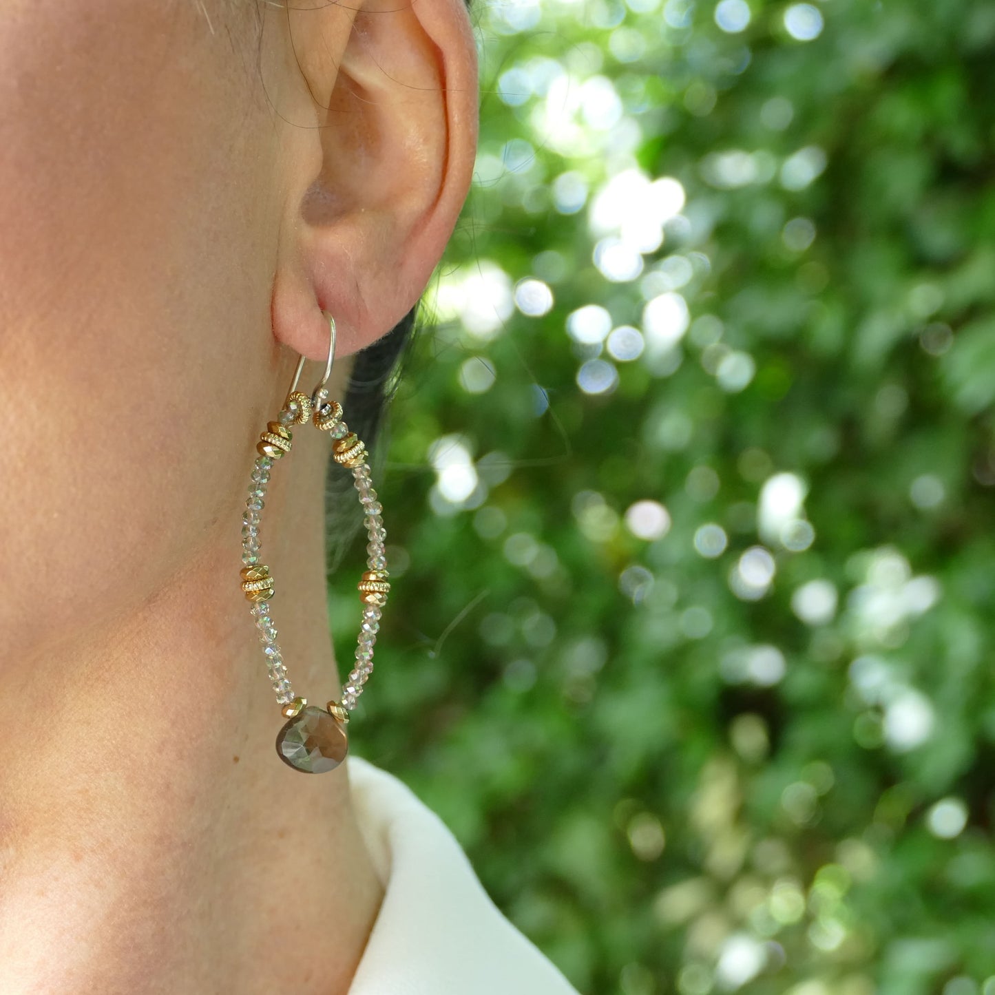 Sina  Ohrhänger Silber Mit Rauchquarz Stein Mit Kristall Swarovski