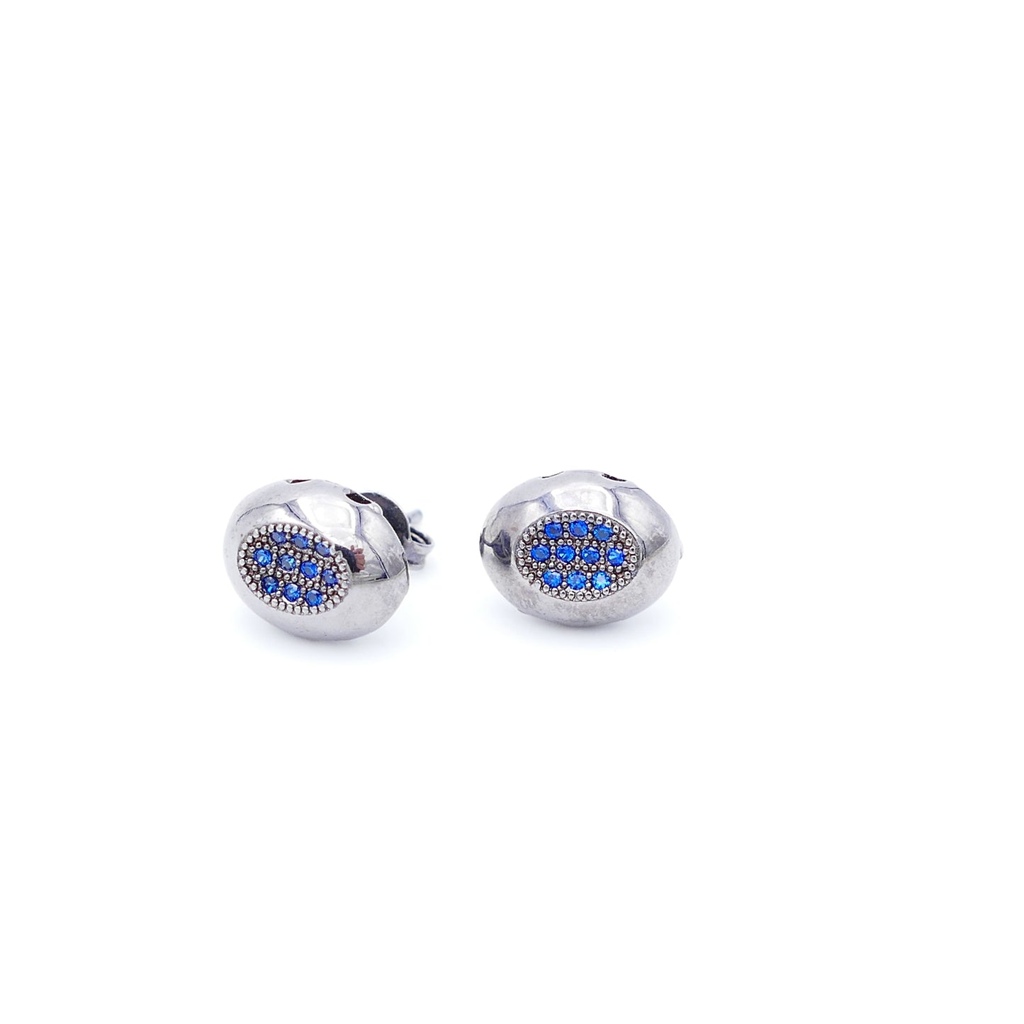 Zulu Ohrringe Silber Rhodiniert Mit Blauen Zirkonia