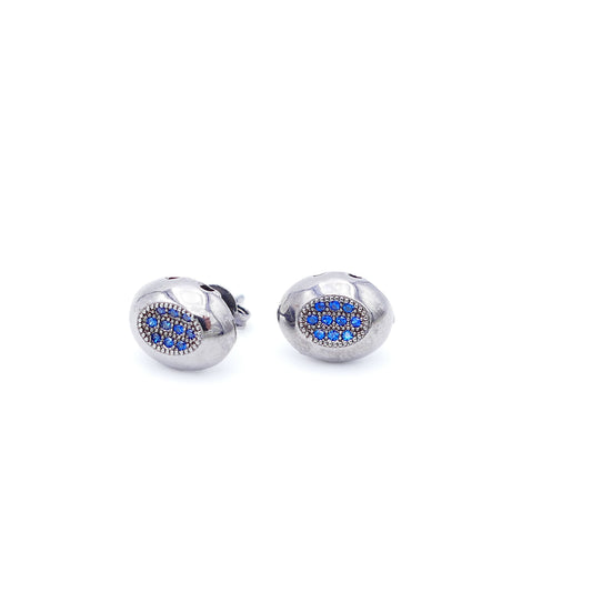 Zulu Ohrringe Silber Rhodiniert Mit Blauen Zirkonia