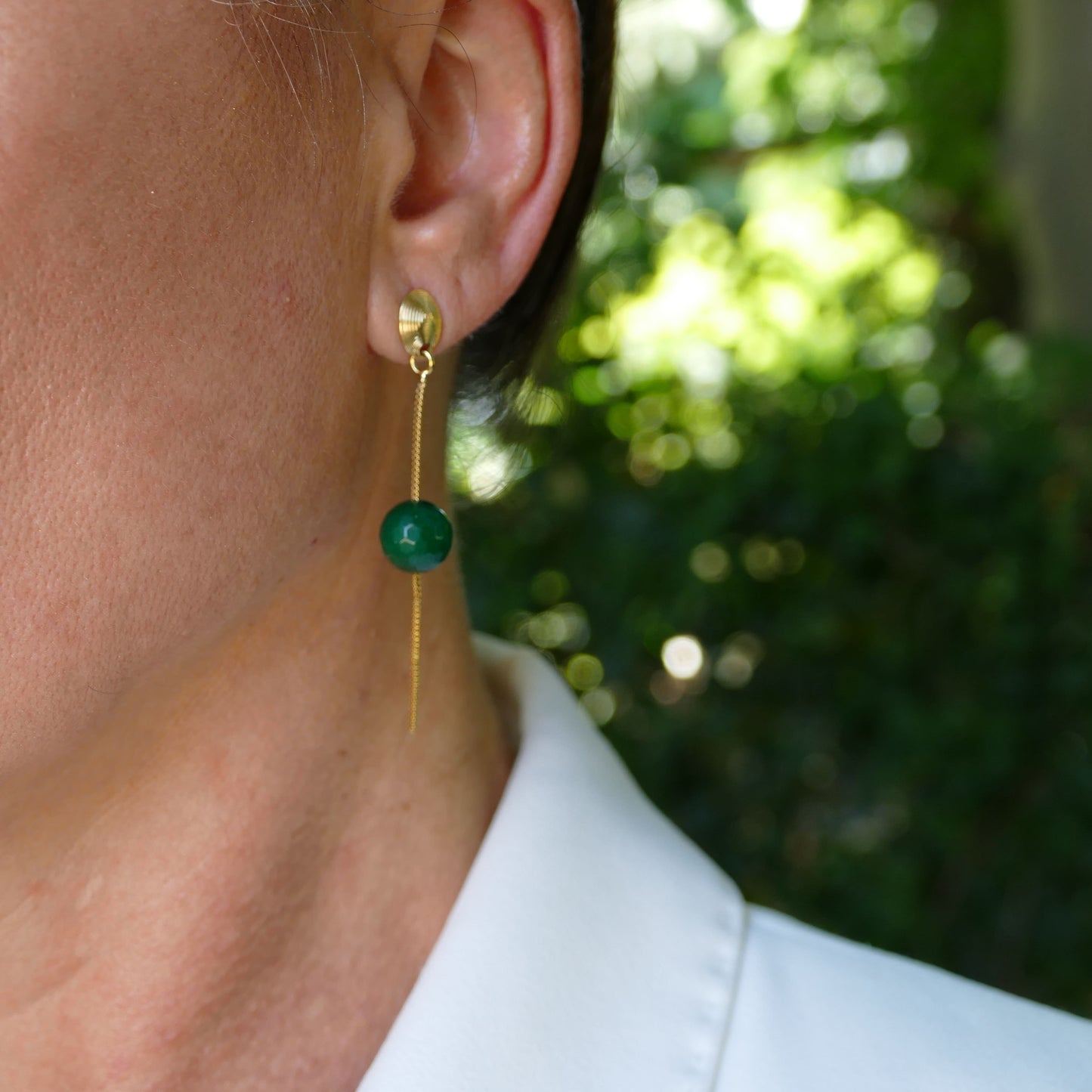 Linna Ohrringe Gold Vergoldetem Mit Grüne Jade Stein